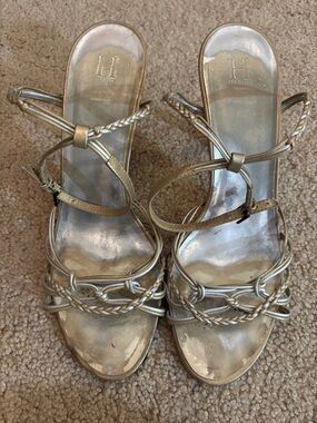Tommy Hilfiger Metallic Gold Braided Strappy Heels